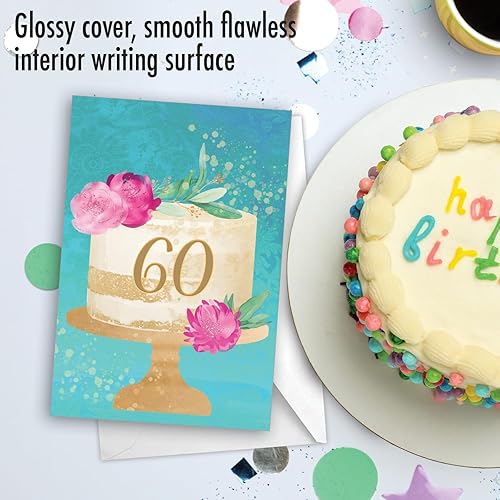 Miniatura 5 de NobleWorks 60th Milestone - Tarjeta de papel de cumpleaños con sobre de 5 x 7 pulgadas (1 tarjeta) número pastel 60 C10120MBG