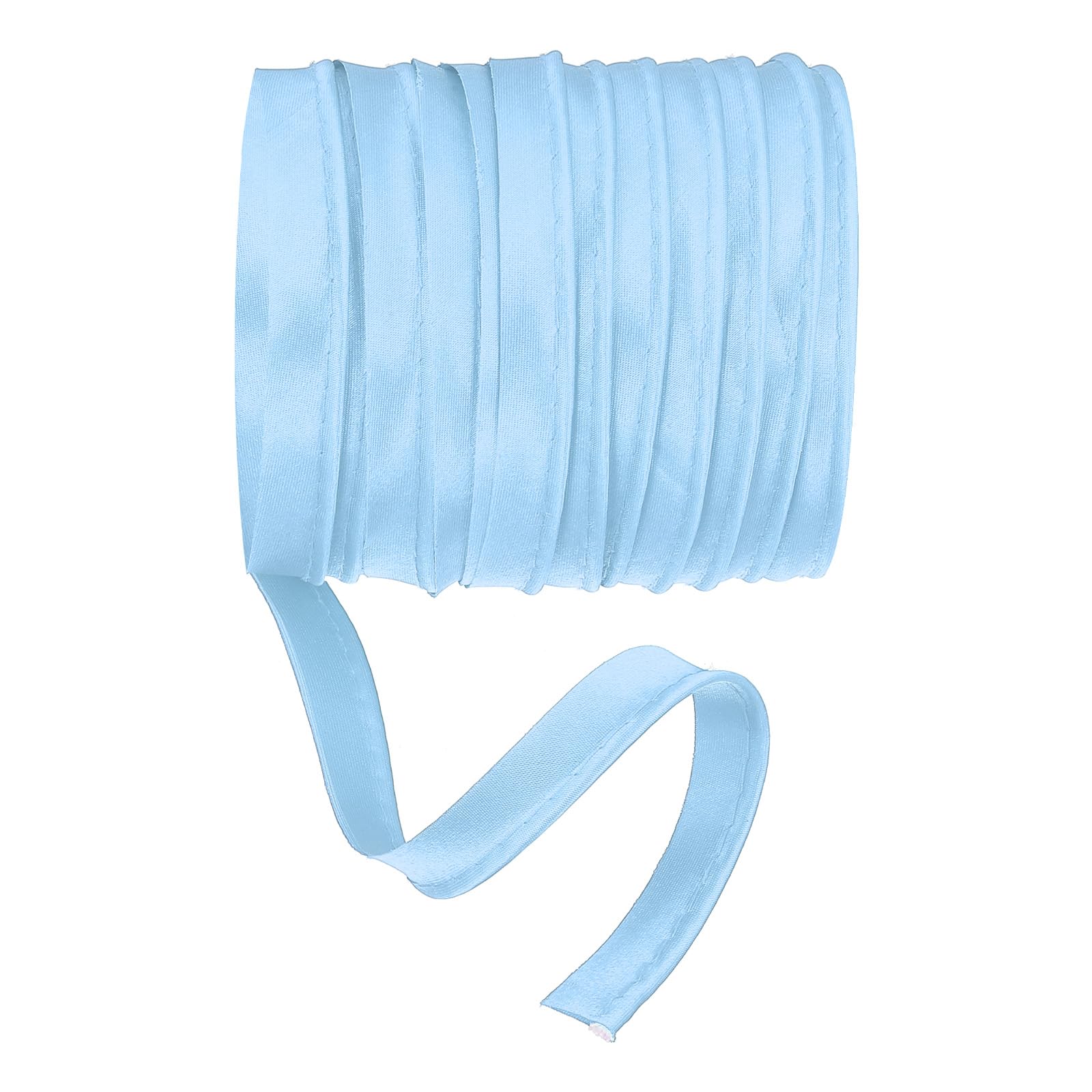 YELARXI Maxi Piping Bias Tape, 5 Yards Piping Trim with Cord Satin Binding Lip Cord Trim Fit for Sewing Garment Webbing Trimming Crafts Decorating - (Light Blue)