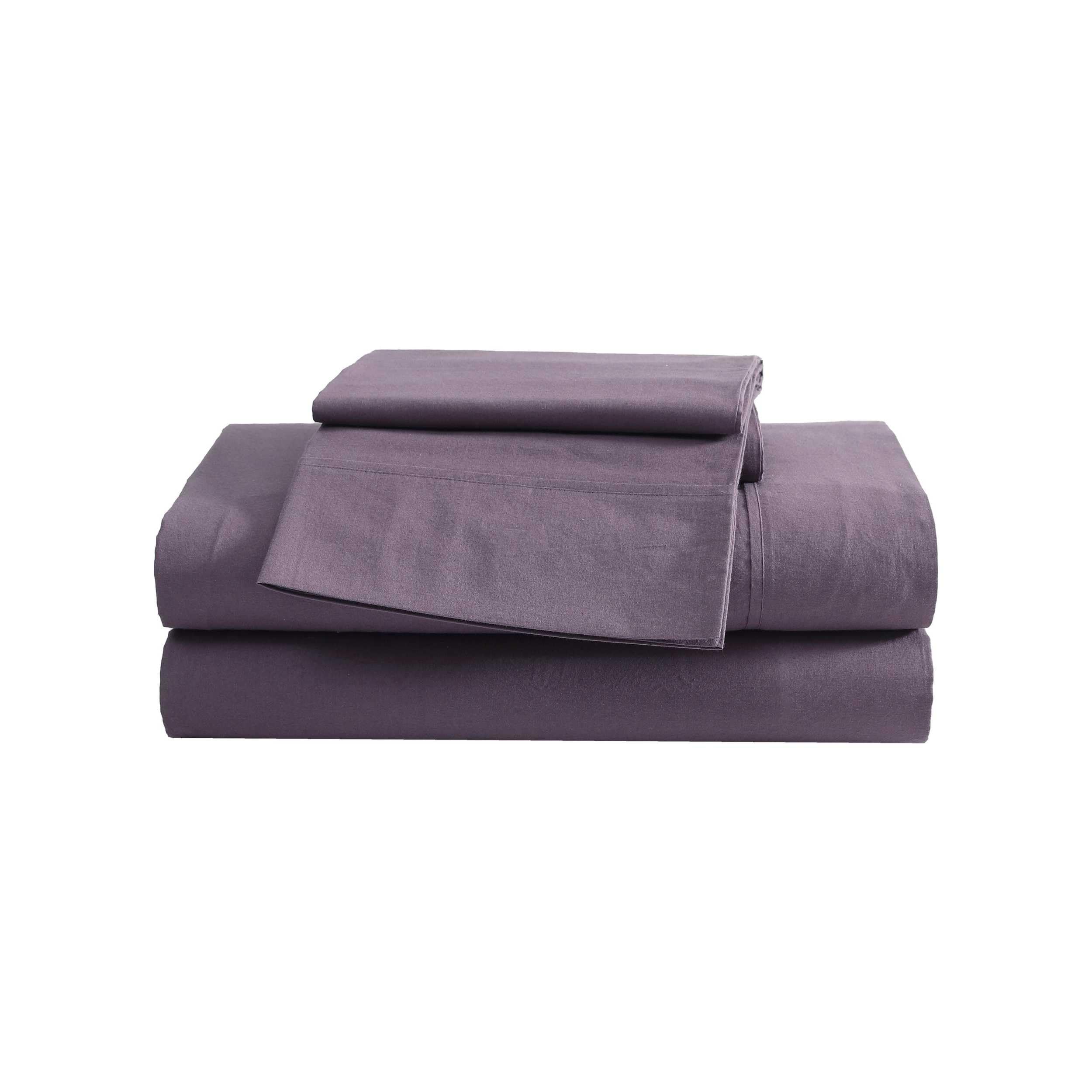 Draps lit simple en percale de coton violet pêche Eddie Bauer