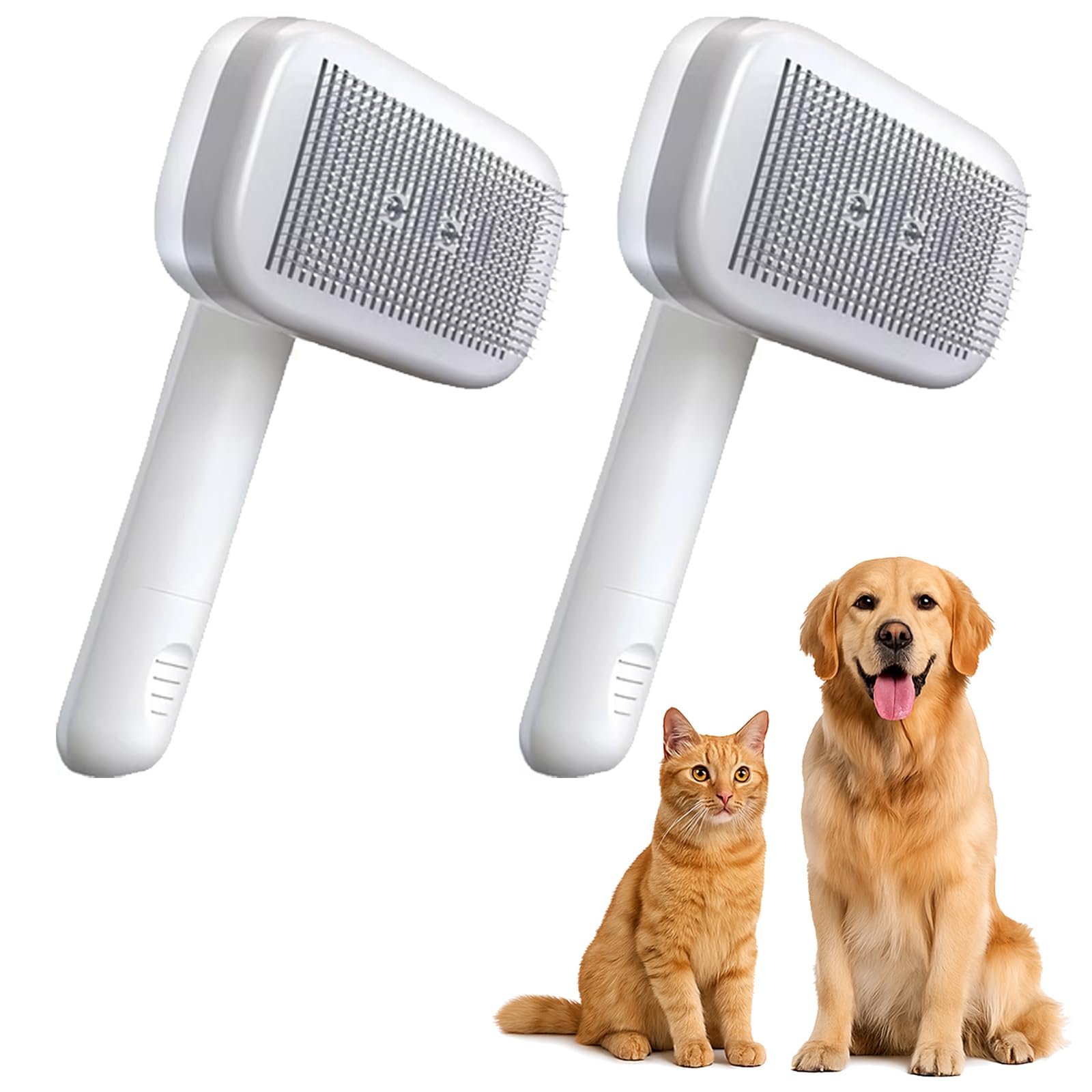 Piddy Pet Ion Brush - Professional Pet Hair Brush with Double Ion Generator - Self-Cleaning Dog & Cat Brush, Gentle Detangling Fur & Undercoat, For Short & Long Hair (2)