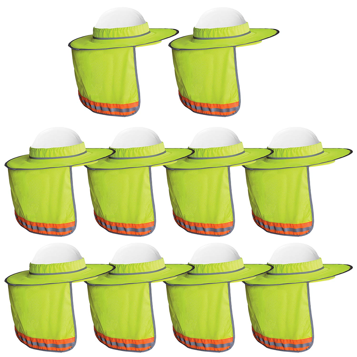 Wolf High-Visibility Orange Reflective Full-Brim Hard Hat Mesh Sun Visor Neck Shade