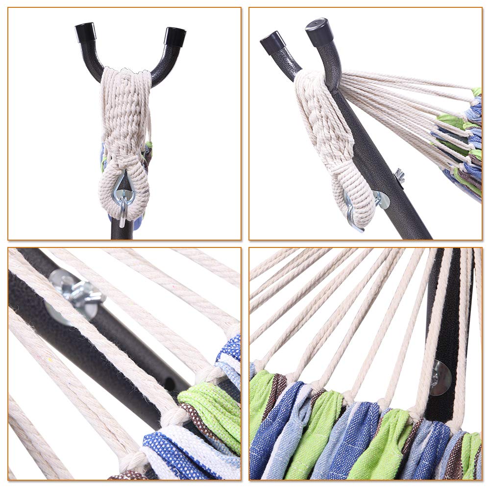 LEADZM Amaca con telaio, struttura in metallo, portata fino a 250 kg, 305 x 109 x 104 cm, regolabile a 6 diverse altezze (lilla-verde)