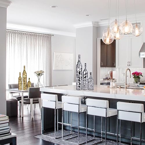 Miniatura 7 de Juego de 3 jarrones dorados de 19.6 pulgadas de alto, jarrón grande de cerámica para sala de estar, decoración dorada y centros de mesa de entrada,