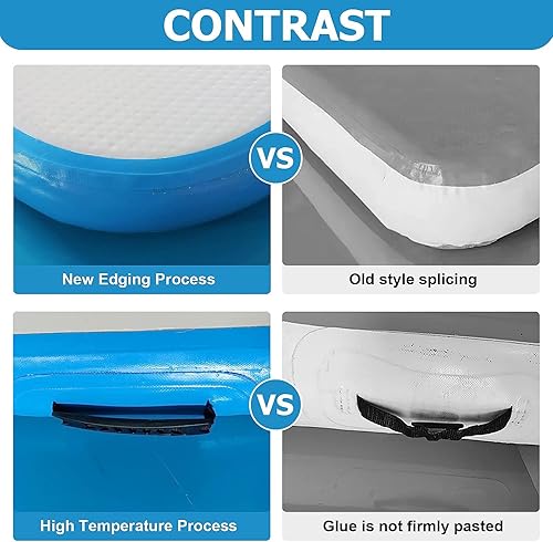 Miniatura 4 de Colchoneta de gimnasia para acrobacias, 10131620 pies, con bomba de aire eléctrica, almohadilla gruesa inflable, equilibrio de choque de rueda de