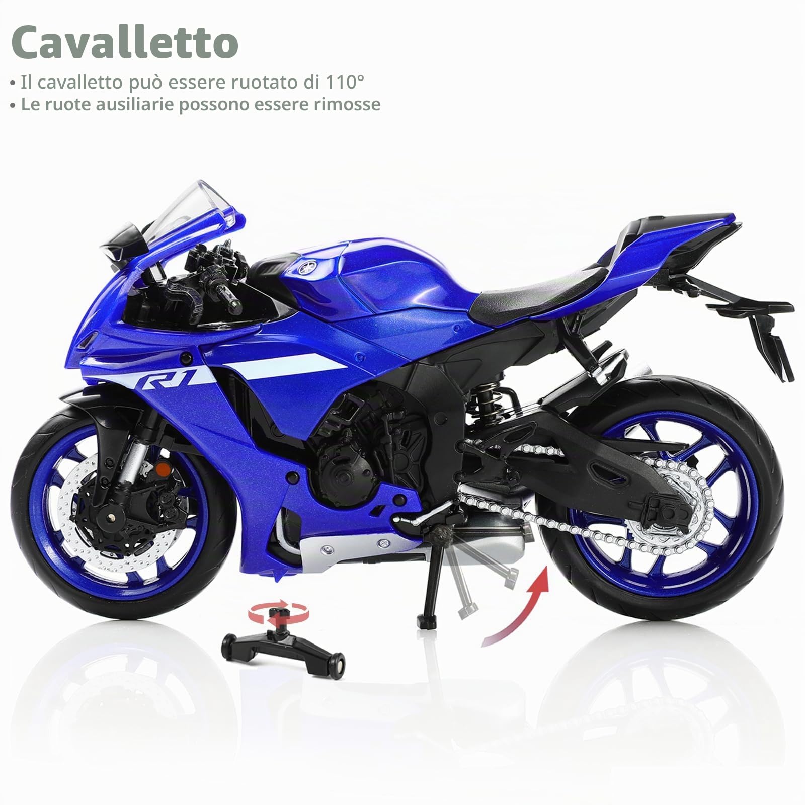 1/12 1000R Moto Modello Giocattolo Mini Metallo Diecast Blu - Sport Moto da Corsa Collezione Regalo per Bambino Ragazzo (YZF-R1)