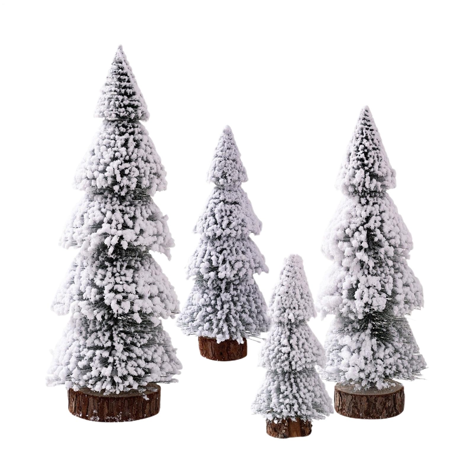 Mini árbol de Navidad artificial nevado: adorno de cedro pequeño para mesa y oficina