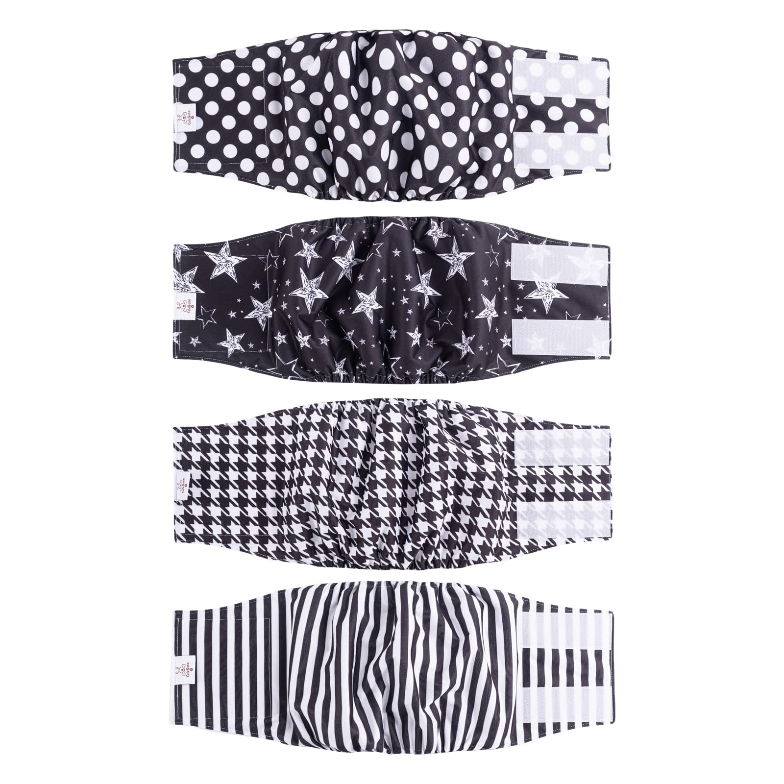 CuteBone Dog Diapers Male 4 Pack Puppy Wraps Reusable Doggie Belly Bands for Male Dogs Small Medium Large
