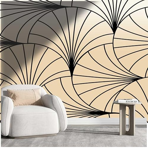 Papel De Paredes Decorativo Color Crema Para Inquilinos, Líneas Geométricas Abstractas, Paneles De Wainscoting Apto Para Bricolaje (Ancho) 31.5