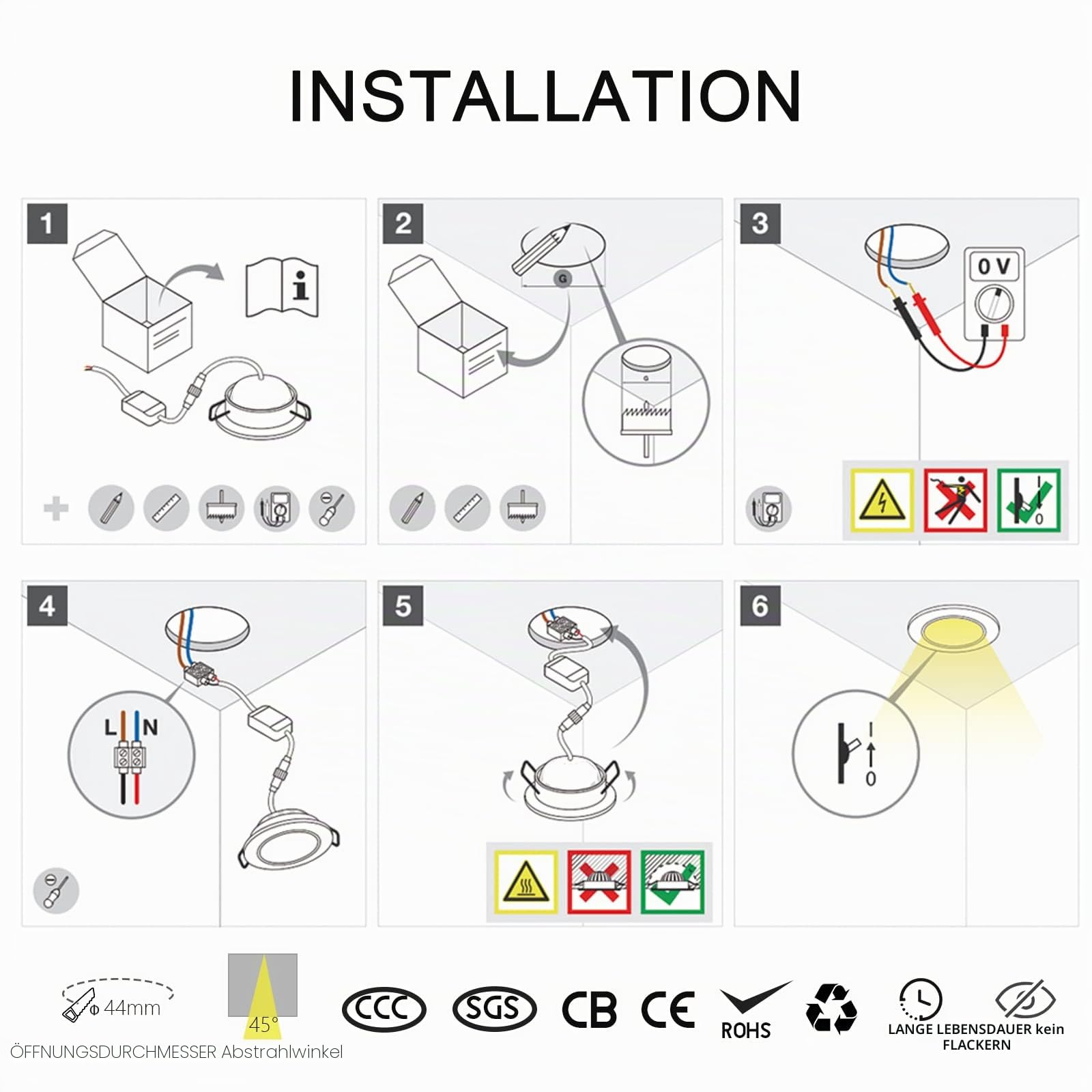 Nicht dimmbar 10pcs 3w led mini downlight warmweiß runde einstellbare spot deckenleuchte 220v schrankleuchte mit LED-Treiber(Chrom, 3000K)