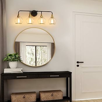 HAHZT Black and Gold Bathroom Vanity Light 4-Light Bathroom