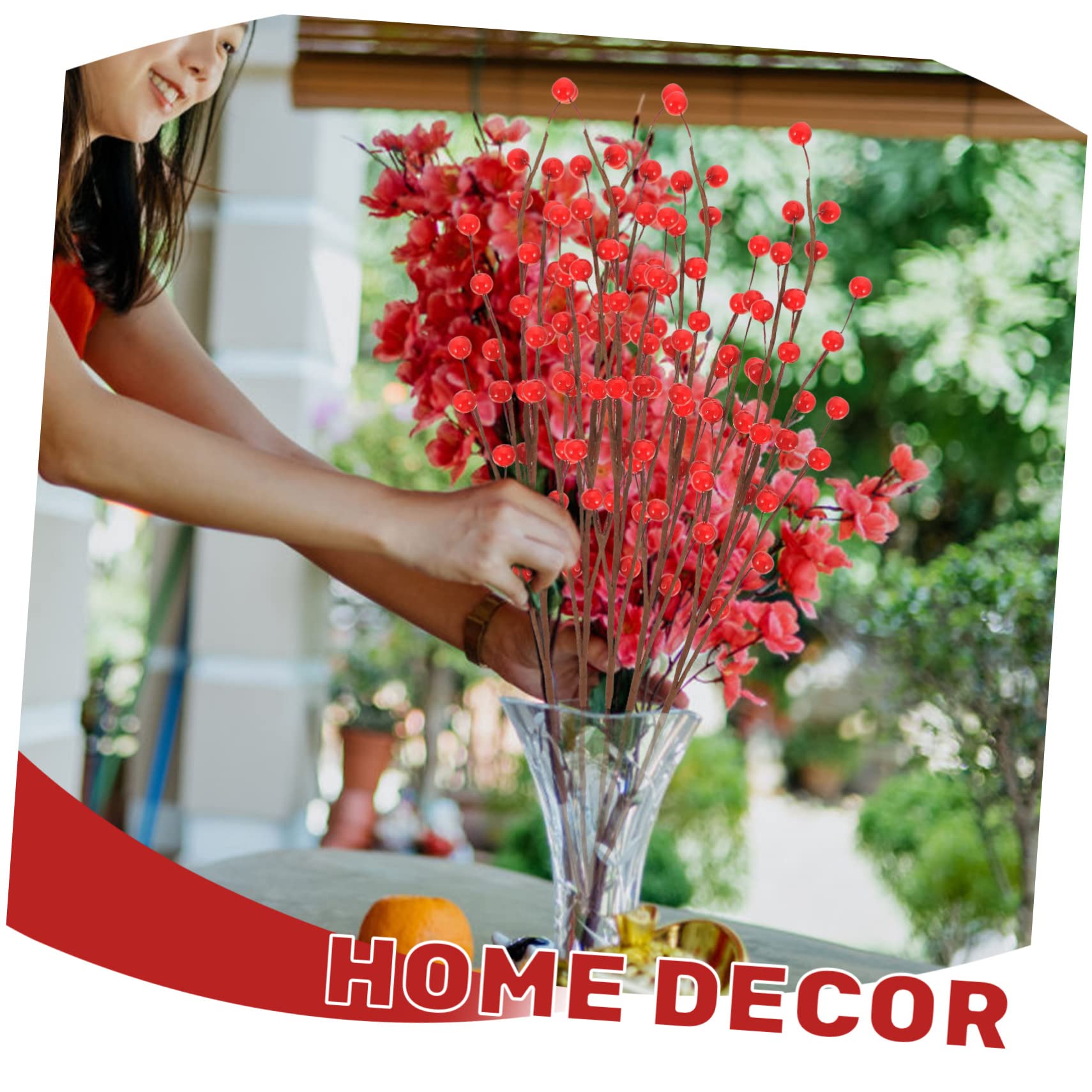 MAGICLULU 2 Set Ramo Di Bacche Rosse Decorazioni Invernali Bacche Natalizie Di Bacche Di Natale Imitazione Pianta Artificiale Rami Degli Alberi Per La Decorazione Schiuma 10 Pezzi*2