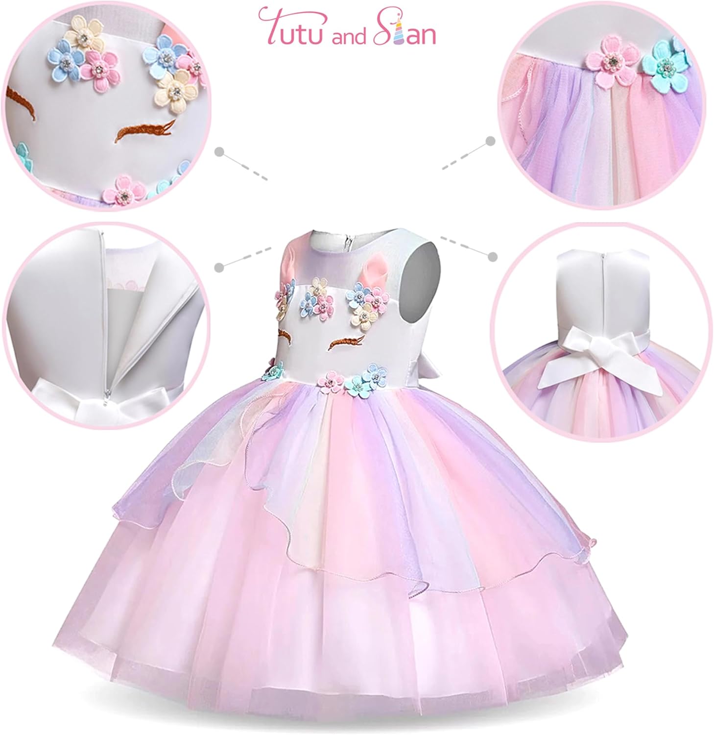Unicorn Princess Dress Up Clothes for Little Girls – Costume, Jewelry and Headband
