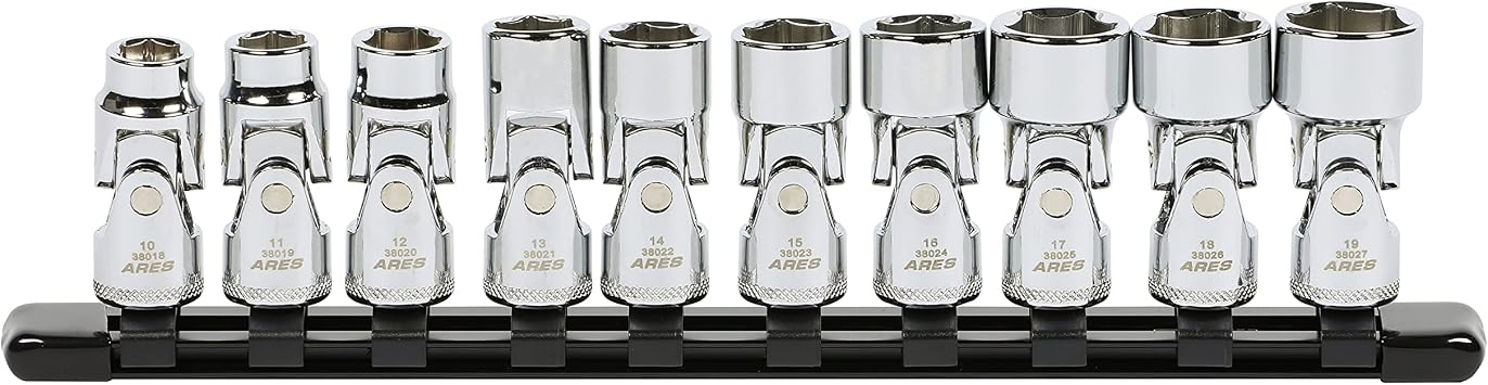 ARES 39015 10-Piece 3/8-Inch Drive Metric Universal Flex Socket Set