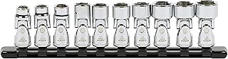 ARES 39015 – 10-Piece 3/8-Inch Drive Metric Universal Flex Socket Set – 6-Point Sockets from 10mm to 19mm - Universal Joint Flex Design For 360 Degree Access – High Visibility Laser Markings