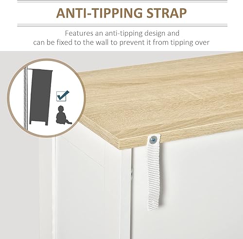 Miniatura 6 de HOMCOM Armario de buffet con almacenamiento, gabinete de baño moderno, aparador buffet con 2 estantes ajustables y 2 puertas para cocina, sala de