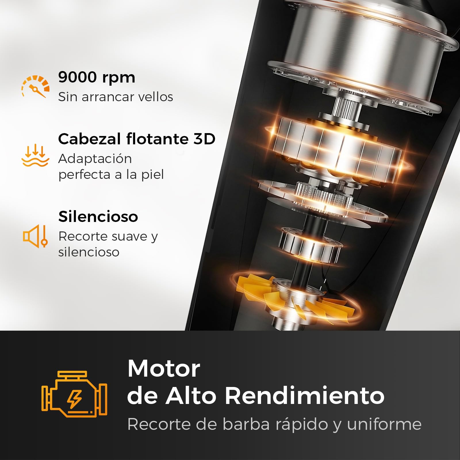 Afeitadora Electrica Hombre, Autonomía 120 minutos, Cuchilla de Acero Autoafilado, Afeitadora de barba emergente, Uso Diario o de Viaje, Rendimiento Potente y Eficiente, 8200rpm