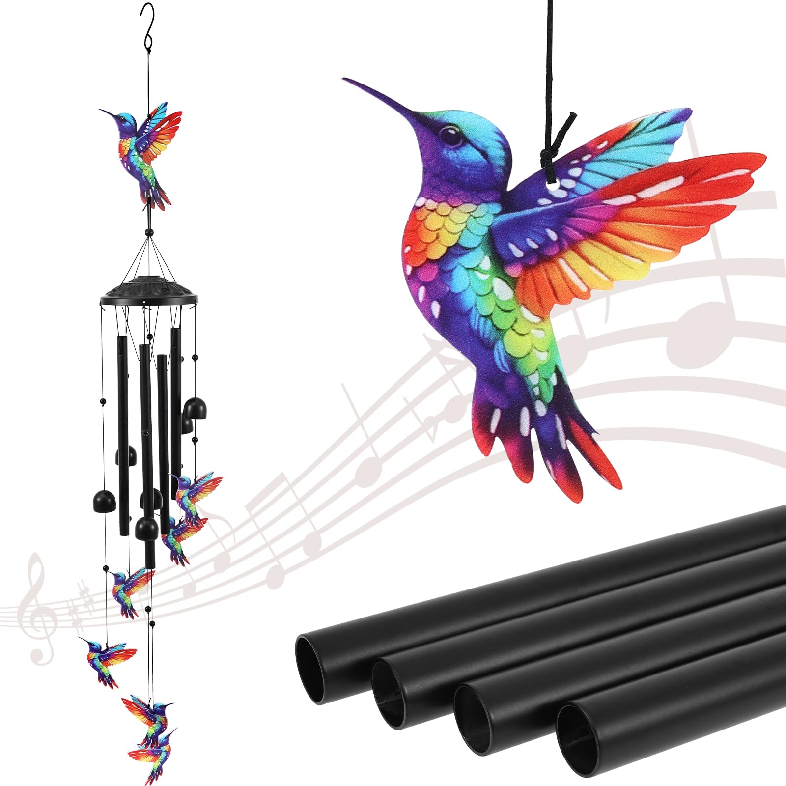 Hummingbird Wind Chimes for Outside, Metal Windchimes for Hummingbird Lovers,Vintage Metal Wind Chime for Garden Decorative,Birds Memorial, Birthday Gifts for Patio, Porch,Yard Decor