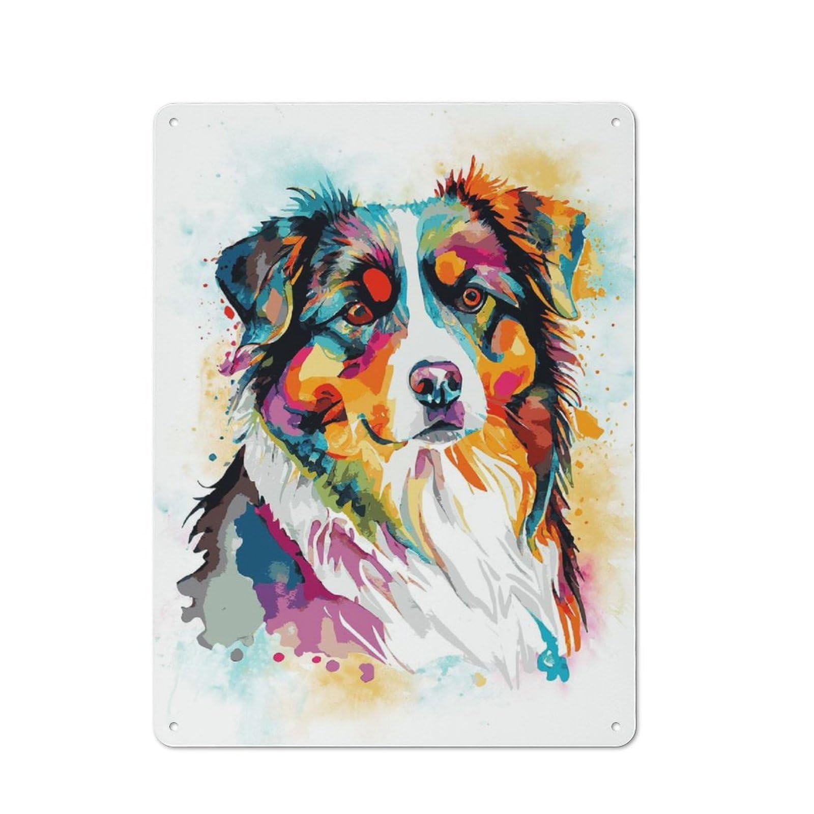 Australian Shepherd Art Loft Style Metal Wall Decor 40x30cm, Decorative Metal Plaque for Loft, Studio, Office Or Creative Room