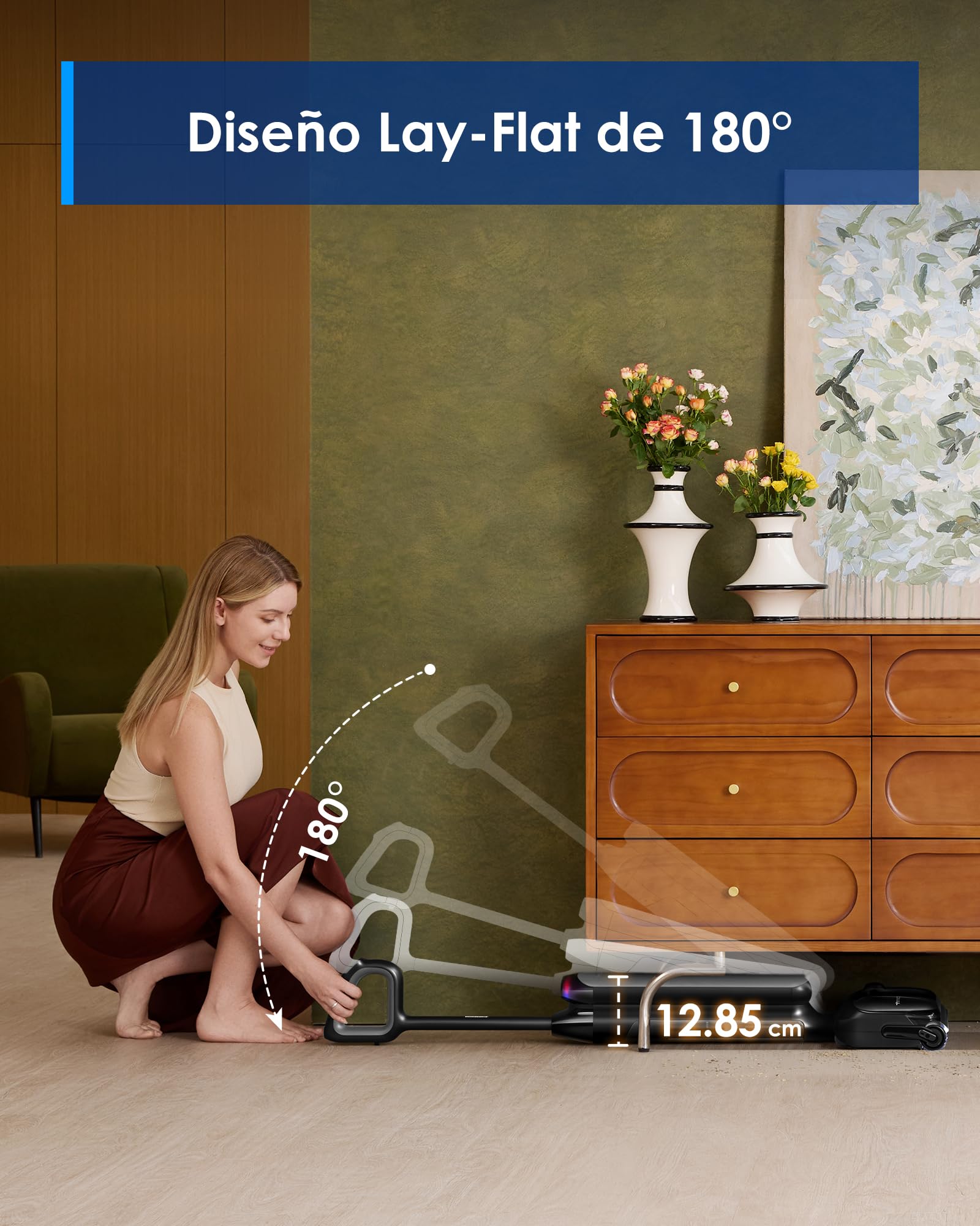 Tineco Floor One S7 Artist Aspiradora en seco y húmedo, Succión de 22 kPa, Diseño antienredos DualBlock - Secado rápido a 85 °C - 50 min de autonomía - Limpieza de Bordes por Ambos Lados