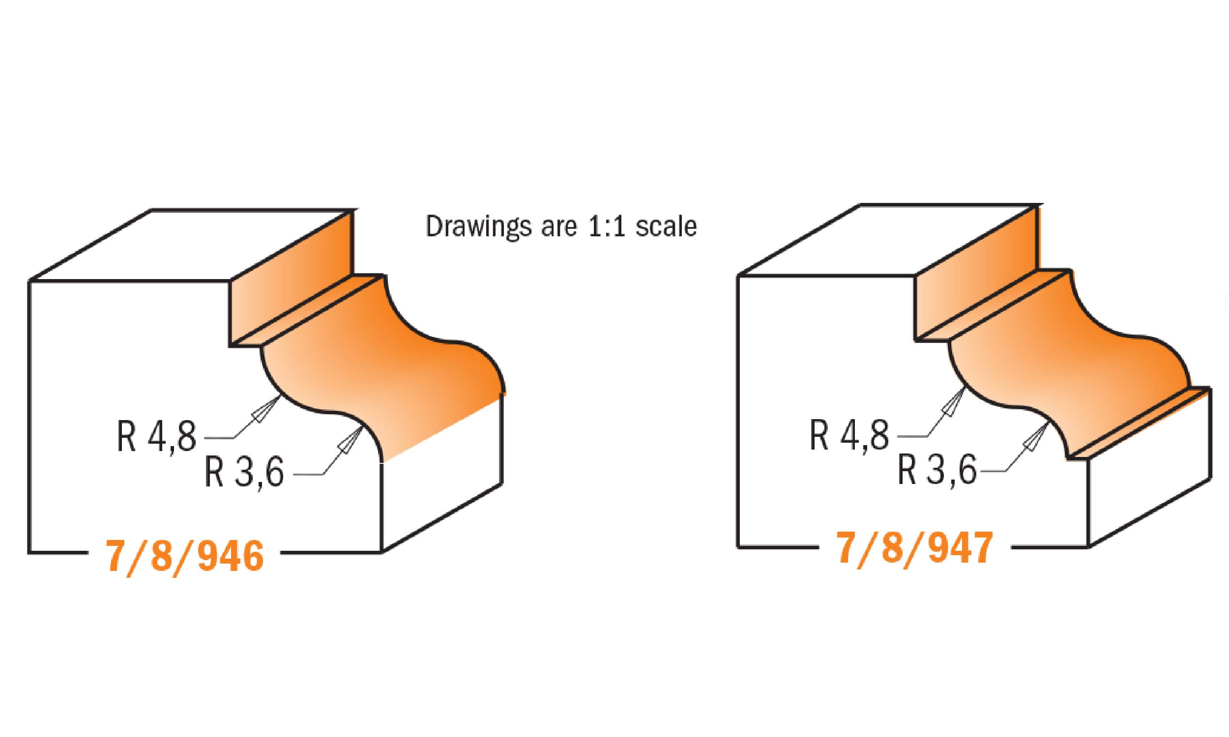 CMT Orange Tools 947,325,11-fraises hm profilées avec rodam. s 8/r 3,6 4,8 acier