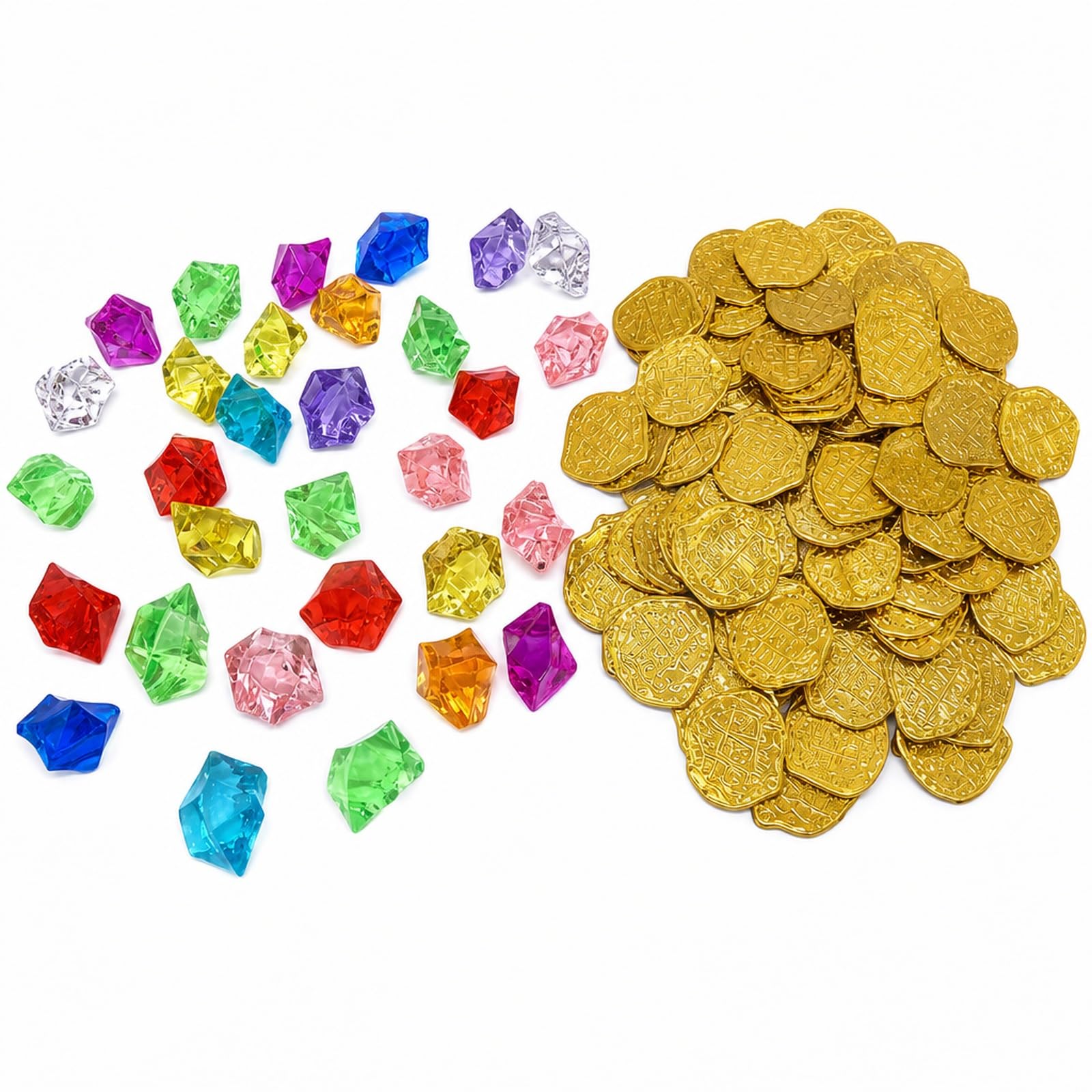 150-Piece Pirate Treasure Set with Gold Coins and Small Crushed Ice Gems