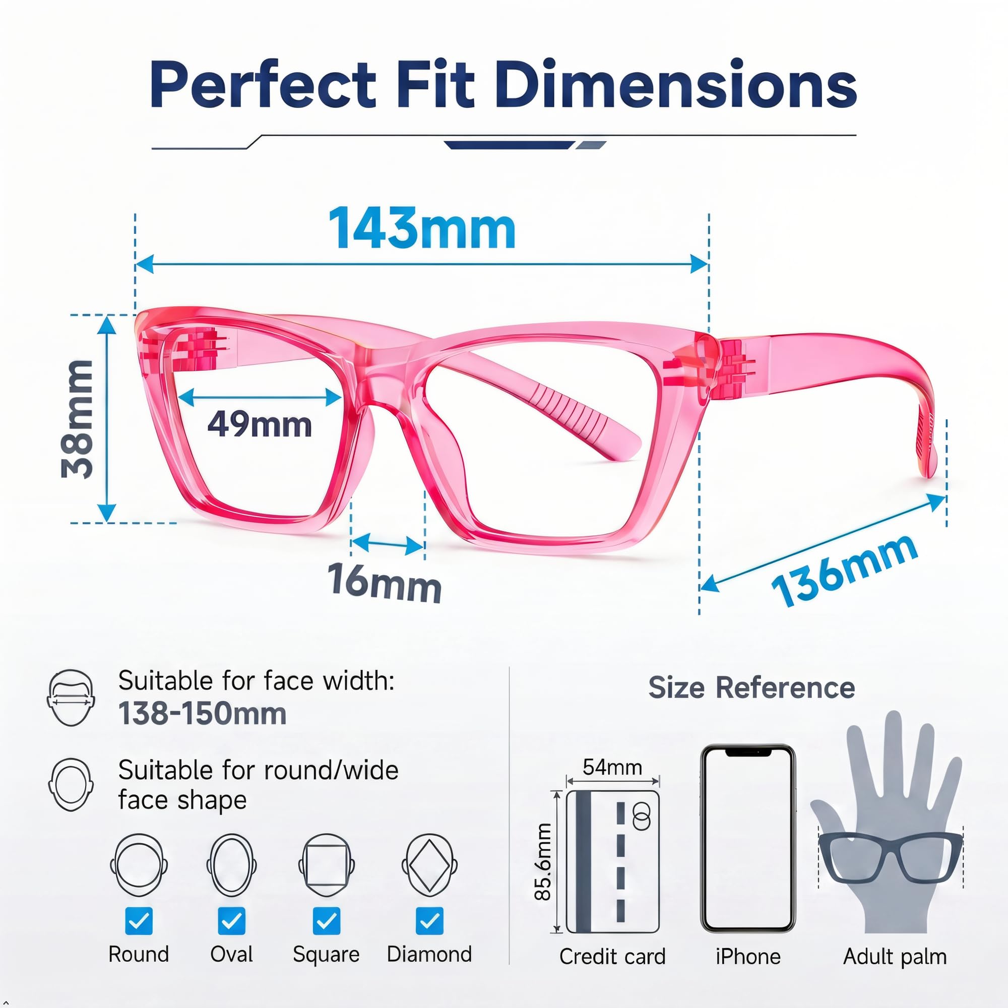 Eyekepper 6 Paia Senza Metallo Occhiali da Lettura Anti Luce Blu con Cerniere a Molla Senza Viti Occhi di Gatto Lettori di Computer per Donna