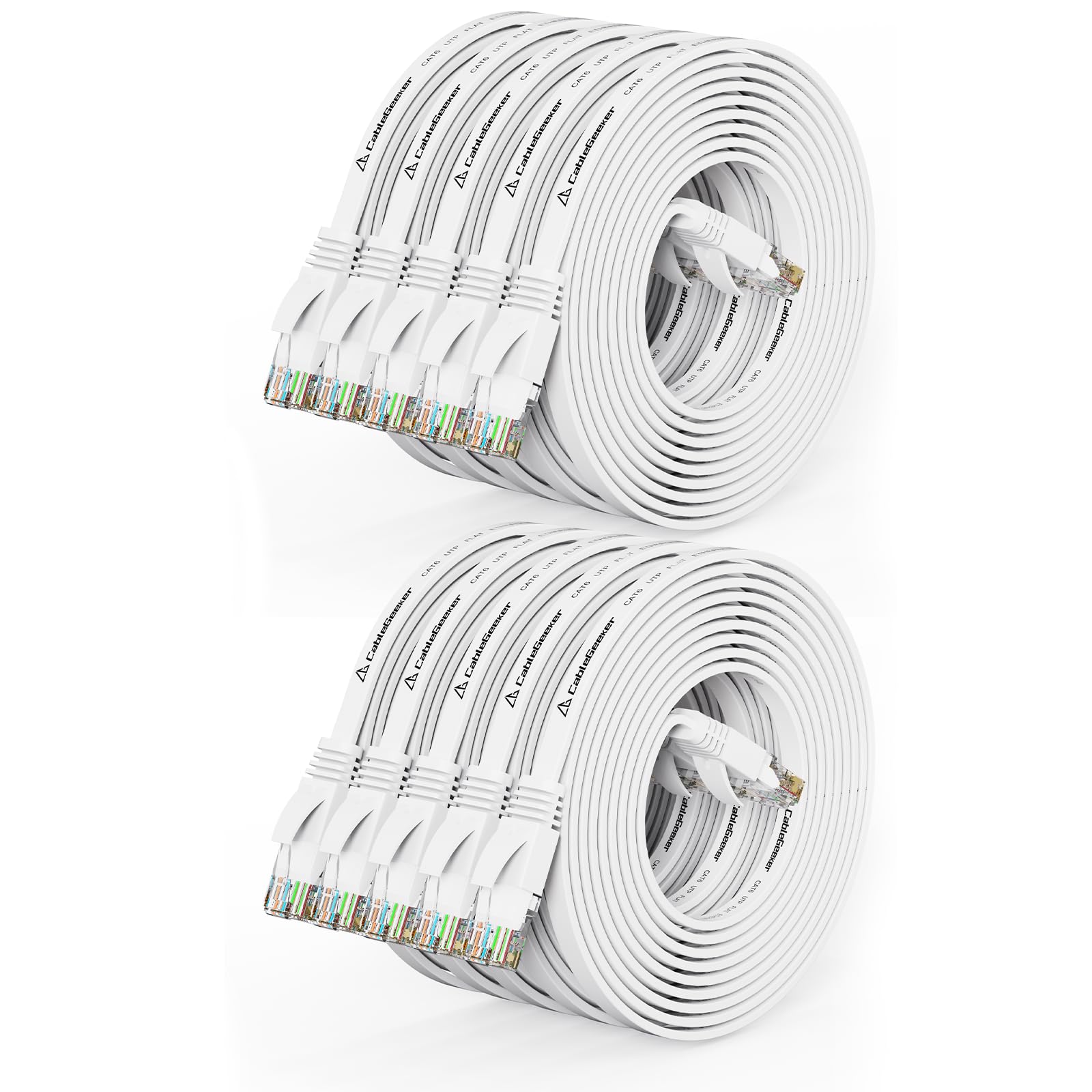 Lot de 10 câbles Ethernet Cat 6 de 3 m (à un prix Cat5e mais une bande passante plus élevée) - Câbles de réseau Internet plats - Câble de raccordement Ethernet Cat6 court - Câble LAN pour ordinateur