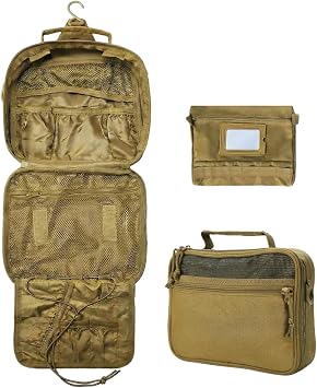 VELVEBAG Tactical Toiletry Bag for Men, Mens Toiletry Travel Bag, Hanging Dopp Kit Waterproof Travel Shaving Hygiene Bag, Bathroom Multi-pocket Organizer, for Short Trips, Camping & Gym, No Molle