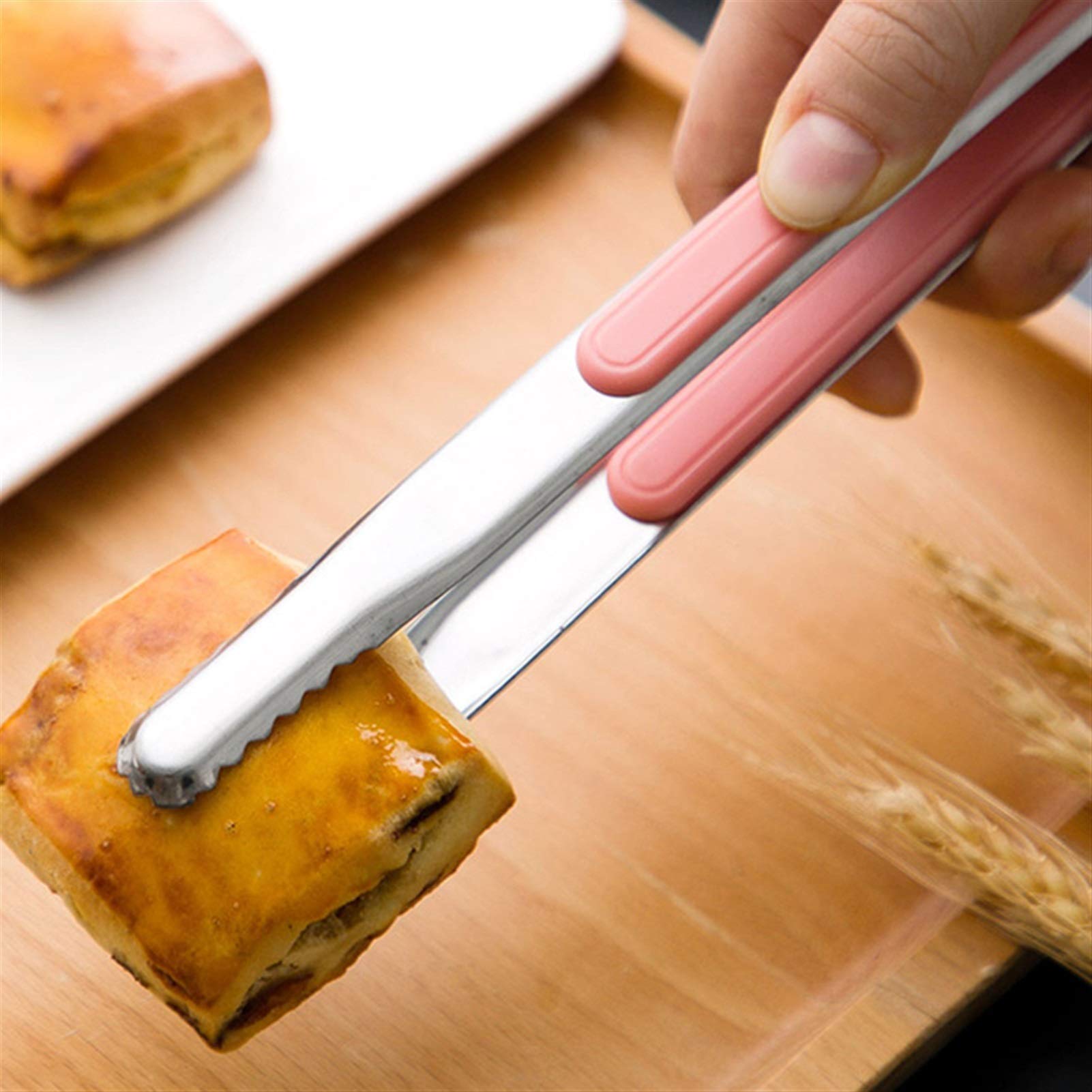 Pinzas de Cocina Pinzas de Acero Inoxidable para Alimentos utilizadas en la Cocina Pinzas de Cocina antiescaldado súper largas (Naranja)