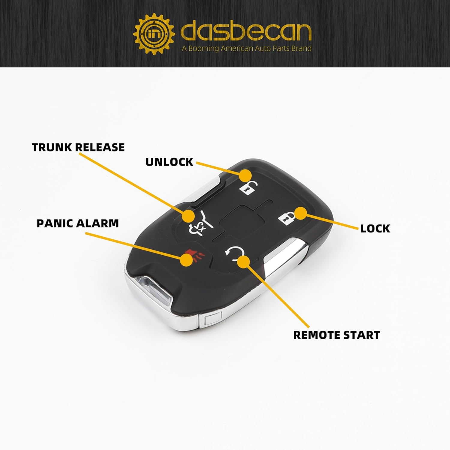Dasbecan Key Fob Replacement Compatible with GMC Acadia 2021 2022 2023 Keyless Entry Remote Control Replaces 13522895 HYQ1ES 5 Buttons