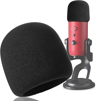 YOUSHARES Pop Filter for Blue Yeti, Yeti Pro Condenser Microphones, Blue Yeti Mic Cover Foam Microphone Windscreen Improve Sound Quality Black