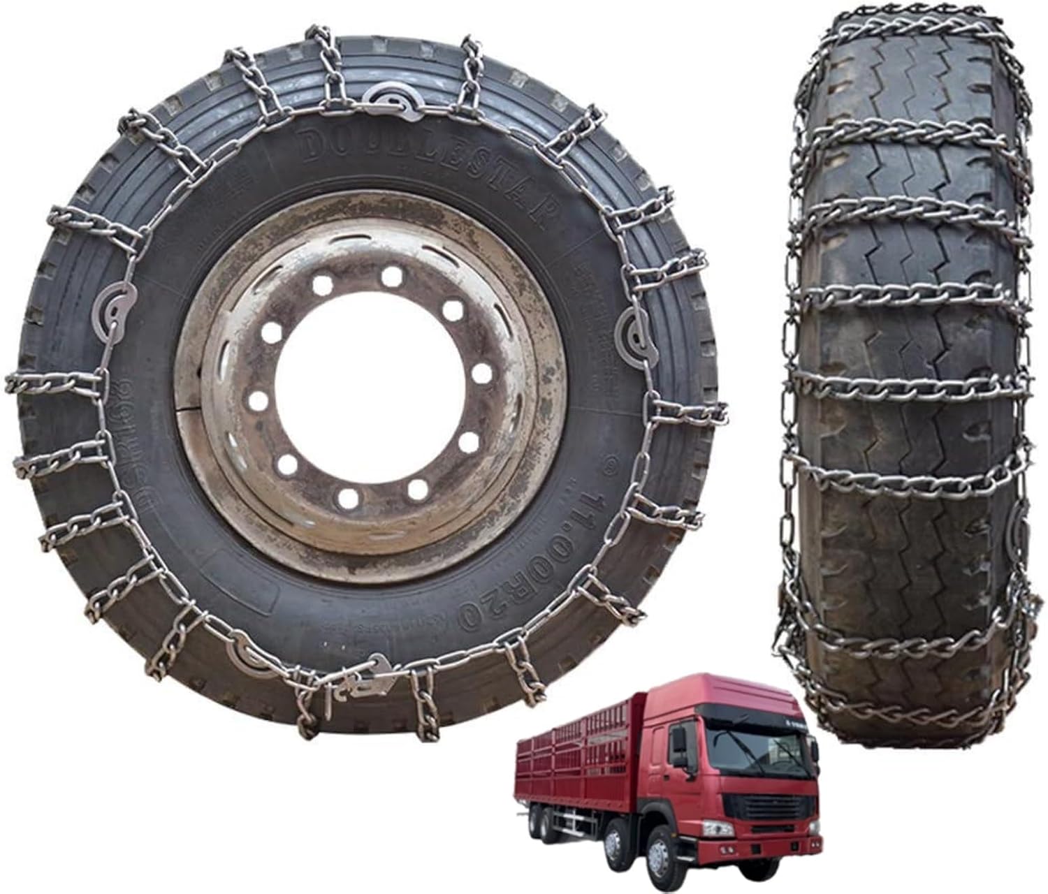 2pcs 9mm Heavy Duty Snow Tire Chains for Suv Pickup Trucks and AVT Traction Chains Manganese Skid Design for Snow and Mud Reliable Grip 295/80R22.5 2pcs 245/70R19.5