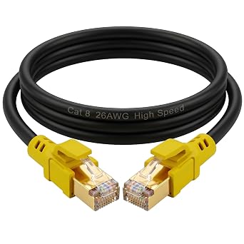 Cat 8 Ethernet Cable 20ft/6m, 26AWG Lastest 40Gbps 2000Mhz SFTP Patch Cord, Heavy Duty High Speed Cat8 LAN Network RJ45 Cable- in Wall, Outdoor,Weatherproof Rated for Router, Modem, Gaming