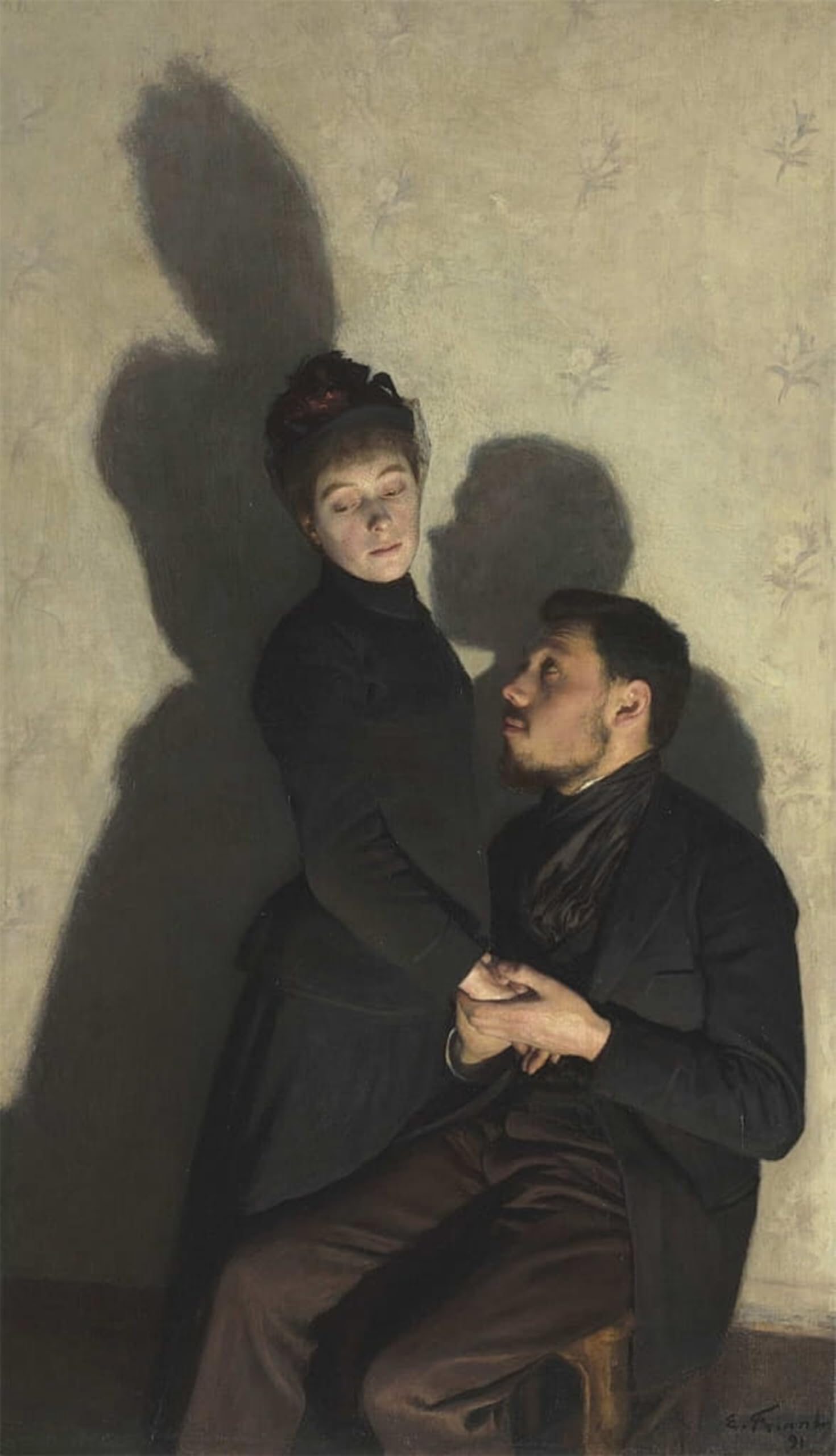 POSTERIIk Vintage Art Print Images Pictures Print Ombres Portées Cast Shadows by Emile Friant Modern Colour Posters for Office Home Decor 60x90cm