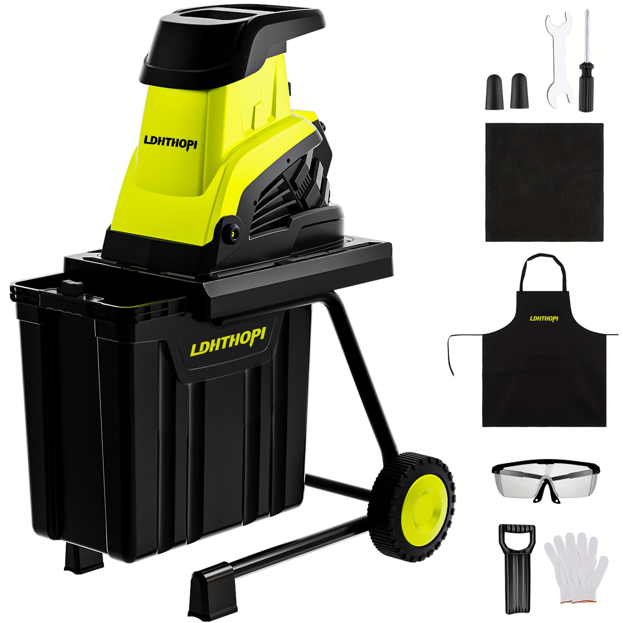 LDHTHOPI Gartenhäcksler 3000W Starke Elektro Leisehäcksler Messertechnik Aststärke MAX 45mm Häcksler 45L Fangbox Für Garten,Terrasse,Hof
