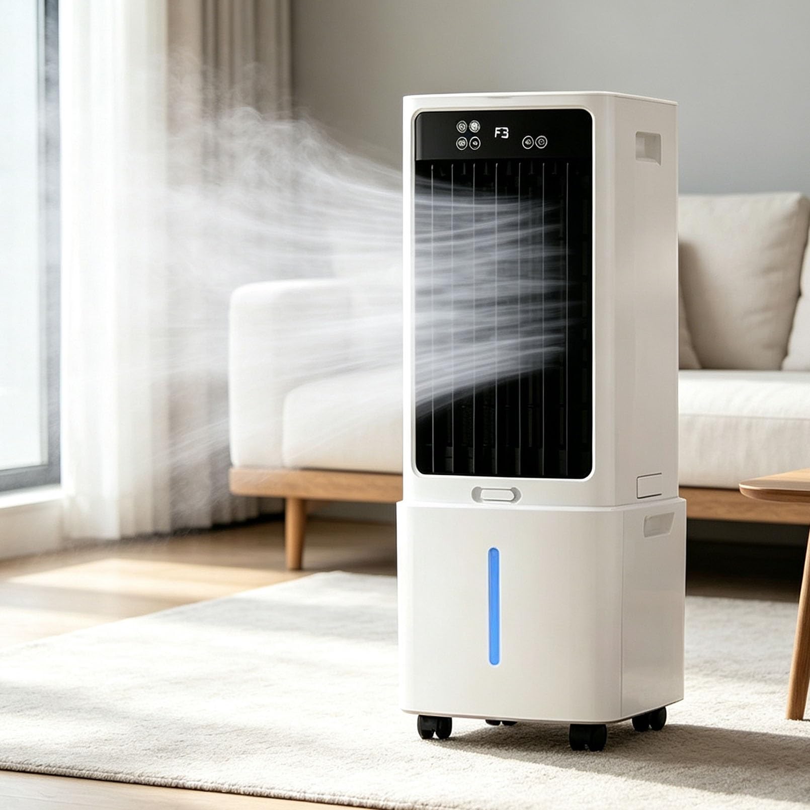 Lsoiup One Color Portable Evaporative Air Cooler 12L, Windowless Cooling Fan With Remote, 3 Speeds, 12H Timer, 2 Ice Packs, Oscillating, Quiet, Energy-Efficien For Home Bedroom Office