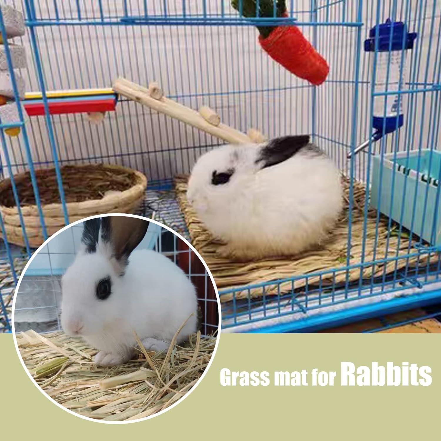 Woven Grass Mat Chew Toy for Rabbits, Guinea Pigs, Large Bunny Bed (Pack of 3)