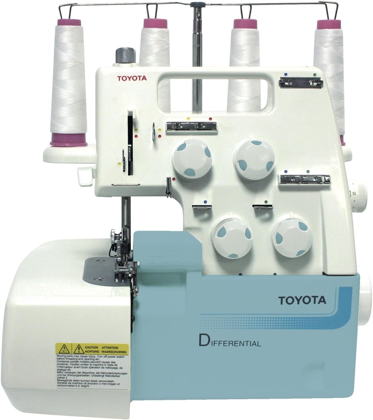 Toyota TOL4D Overlock Sewing Machine, Plastic, white/blue, 22 x 30 x 34 cm