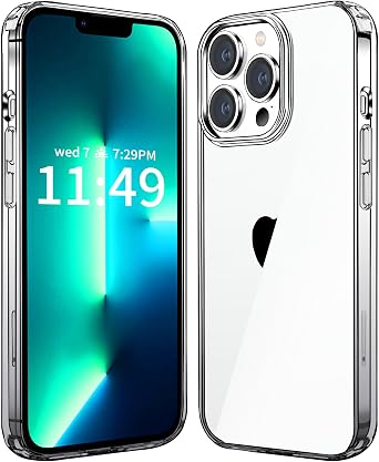 JJGoo Compatiable with iPhone 13 Pro Case Clear, Transparent Shockproof Phone Case, Slim Anti-Scratch Hard PC Back Protective Cover Bumper, Gradient Black