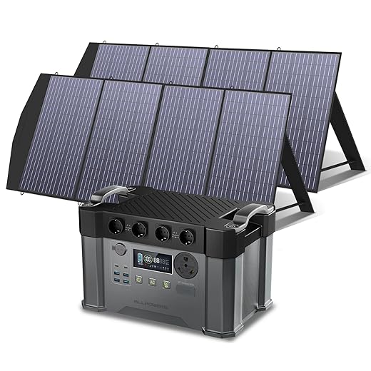 ALLPOWERS S2000 Pro Tragbares Powerstation 1500Wh 2400W AKKU Solargenerator Mobiler Stromspeicher Power Station (4000W Spitzenwert) mit 2x 200W Faltbares Solarpanel für Home Notfall Camping RV Reise