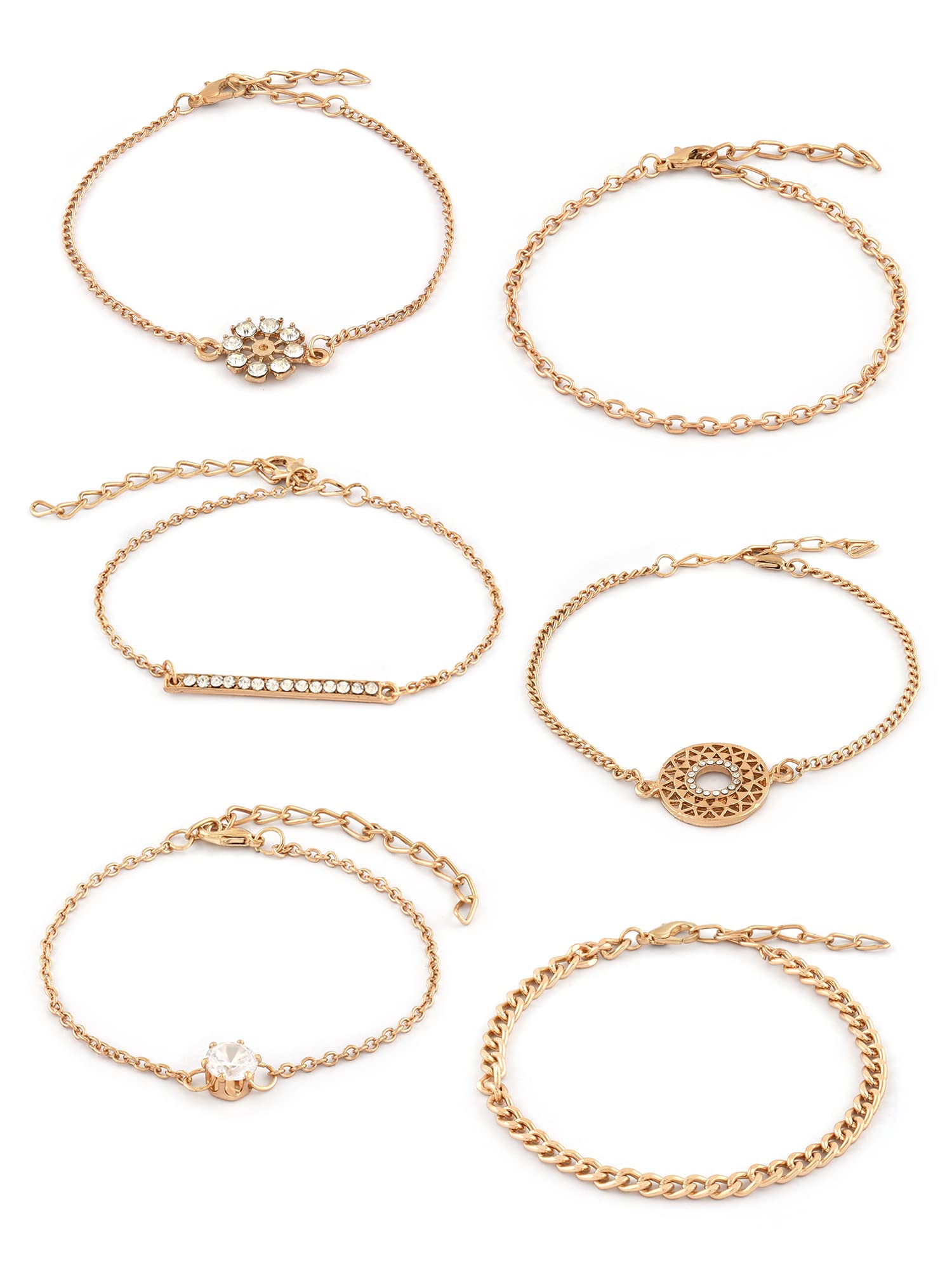 ZAVERI PEARLS Set of 6 Gold Tone Dazzling Austrian Diamonds Classy Stackable Bracelets For Women-ZPFK16001 (B0C4HFMZ5M) Amazon Price History, Amazon Price Tracker