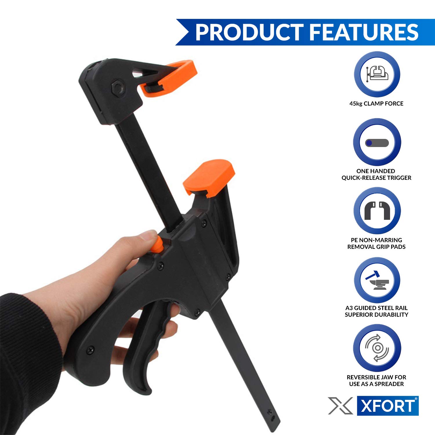 Buy XFORT® Quick Grip Clamps, Ratchet Bar Clamps, One Handed Bar Clamp