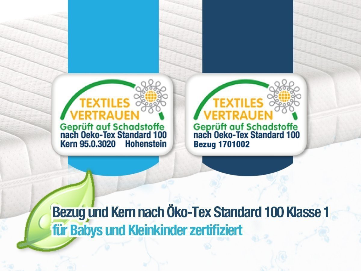BMM Razze materasso per bambini 90x200 cm, grado di rigidità H2, materasso in schiuma fredda certificato Öko-Tex, materasso per giovani adatto a tutti i letti, Sviluppo prodotti in Germania.