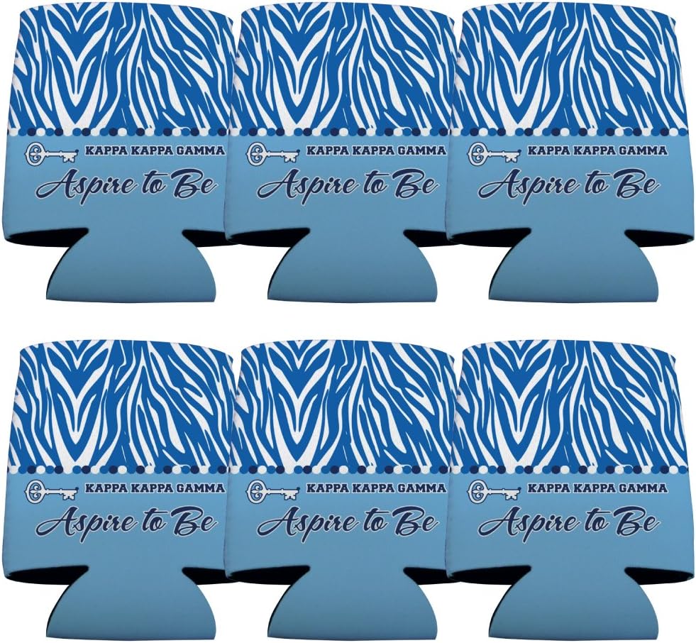 VictoryStore Can and Beverage Coolers - Kappa Kappa Gamma, Zebra Print Design, Set of 6