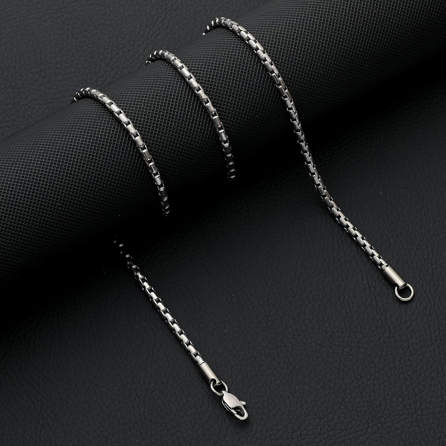 SanThree 3.3mm Pure Titanium Snake Square Box Chain Necklace for Men, Smooth Skin Friendly Solid Titanium Round Rolo Chain Necklaces Jewelry Gifts for Men Women Sensitive Skin, 23.62" - Image 7