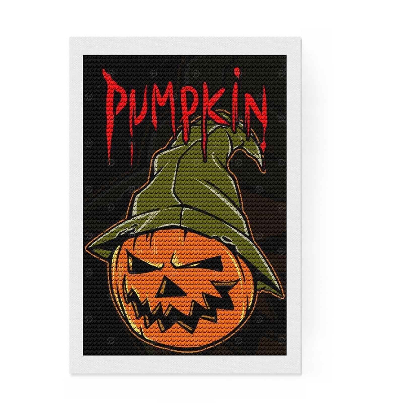 Junmoney Pumpkin Terror Diamond Painting Set 8"x12", for Adults, Home Wall Decor, Easy to Enjoy, Christmas Gift, Nice Detail and Sparkle
