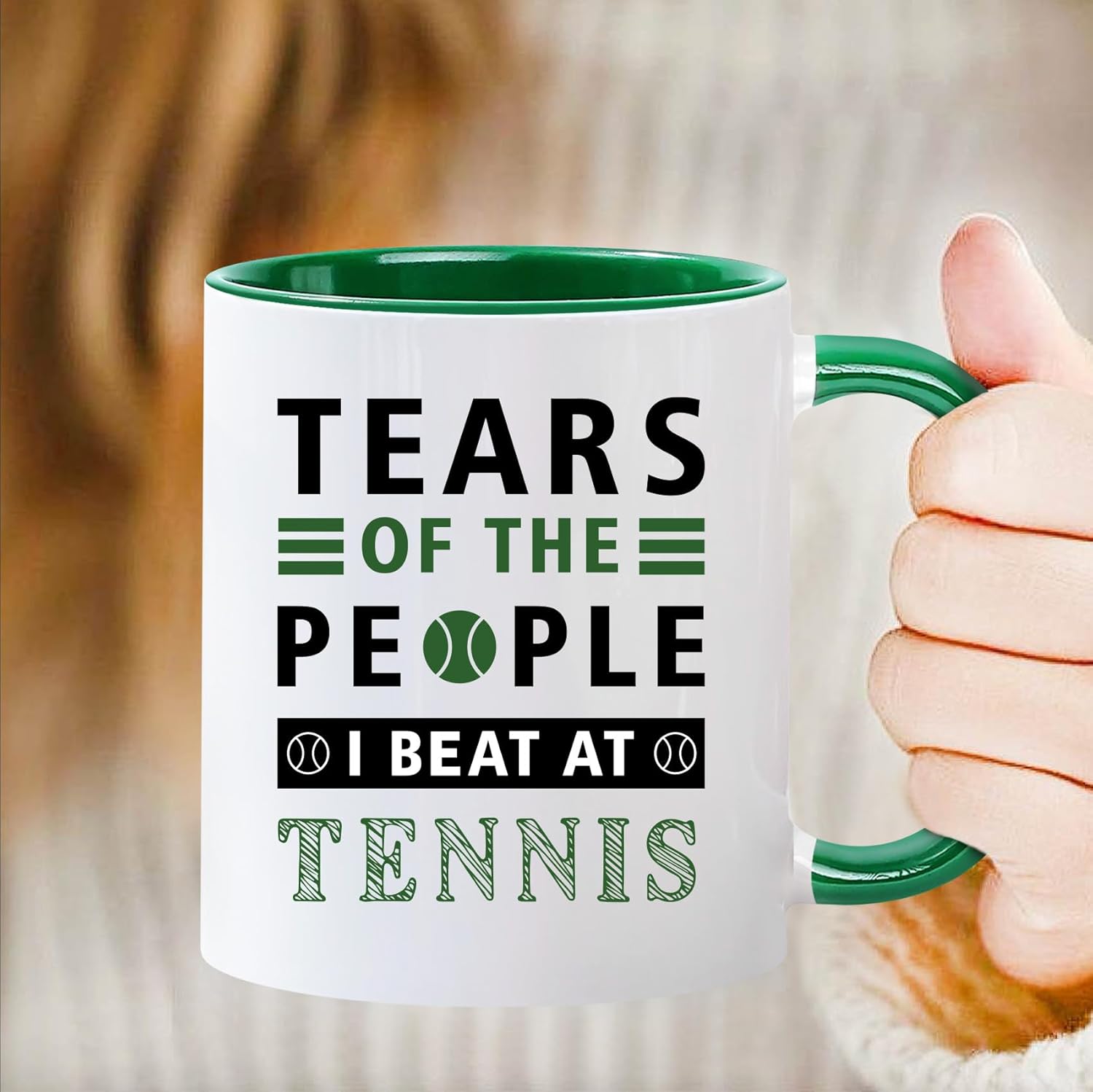 Funny Tennis Mug - Funny tennis Coffee Cup for Tennis Players & Fans, Novelty Gift for Men, Women, Coach, Dad, Mom, tears of People I Beat Humorous Design 11 Oz -31 - Image 3