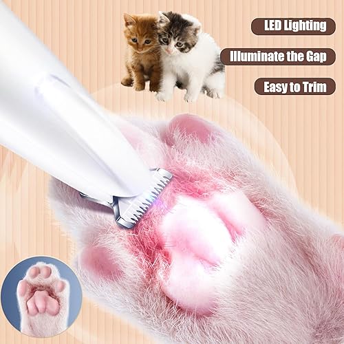 Dog Paw Trimmer,2025 Upgrades Dog Paw Trimmer with LED Light,18 mm Widen Blade, 35 dB Low Noise,Rechargeable Pet Electric Hair Clipper for Dogs and Cats,1pc(1pc)