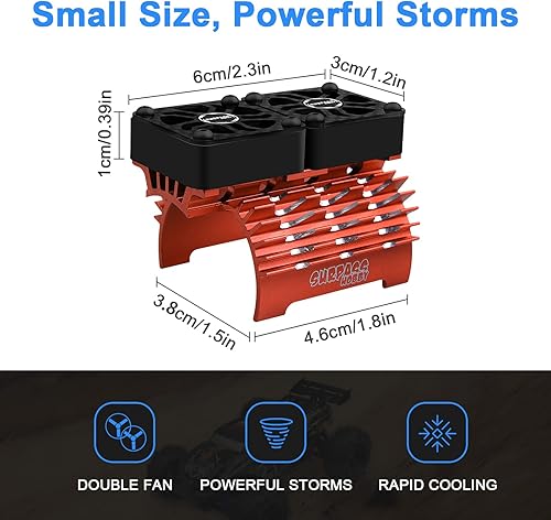 Miniatura 7 de Disipador térmico de motor RC con ventiladores de refrigeración gemelos de 30 mm, diámetro de 40 mm, Compatible con motor brushless 4068 4274