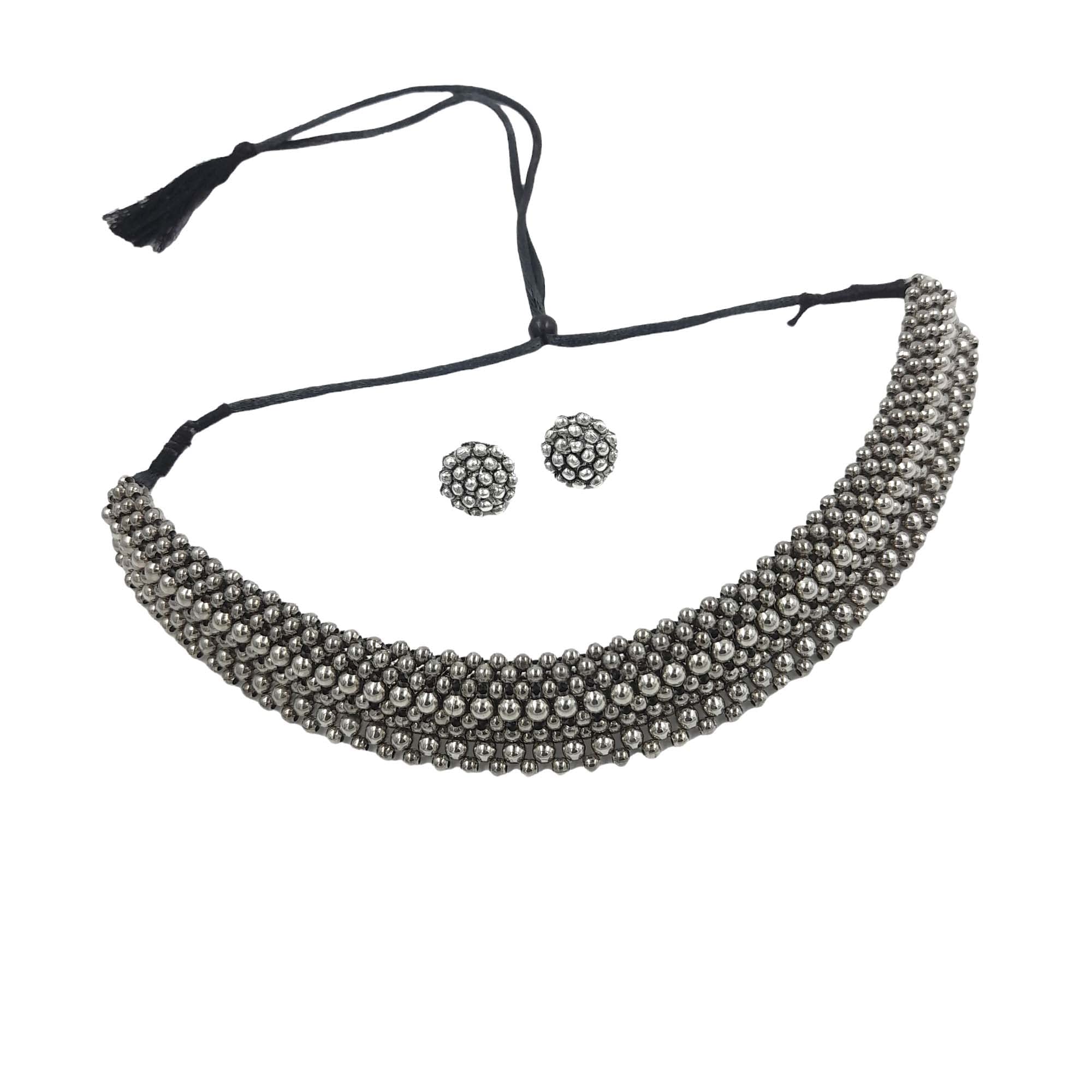 Swaroop Designer Traditional Kolhapuri Thushi For Women Antique Oxidised Silver Short Choker Necklace (Silver Choker Necklace-3) (B0B3RPVG3K) Amazon Price History, Amazon Price Tracker